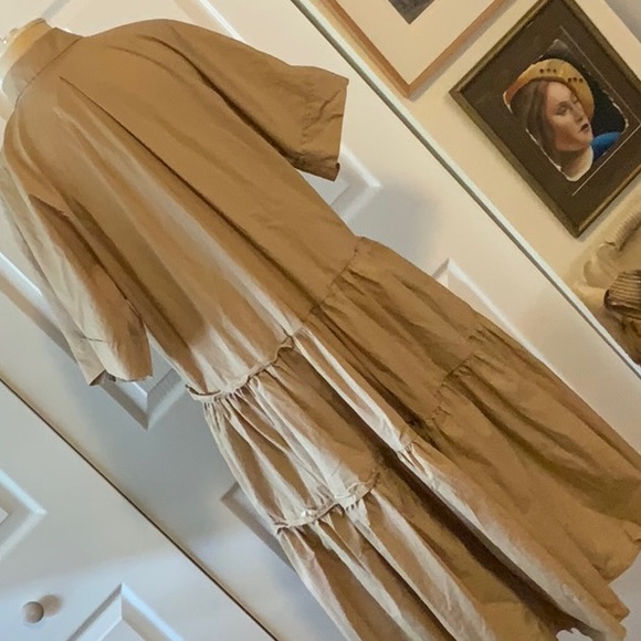 Beatrice B.- Large- Tan Tiered Midi Prairie Dress- Pockets - Picture 5 of 13